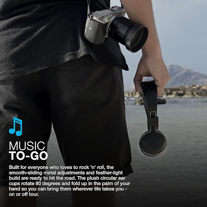 JLab Neon Bluetooth Folding On-Ear Headphones, Wireless Headphones, 13 Hour Bluetooth Playtime, Noise Isolation, 40mm Neodymium Drivers, C3 Sound (Crystal Clear Clarity), Black