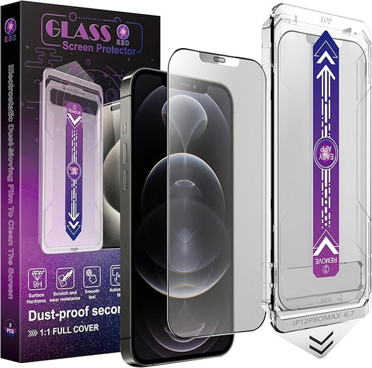 CHISHA 2-Pack Matte Screen Protector for iPhone 12 Pro Max 6.7-Inch, Auto Dust Removal, No Bubbles, High Definition Clear, Easy Installation