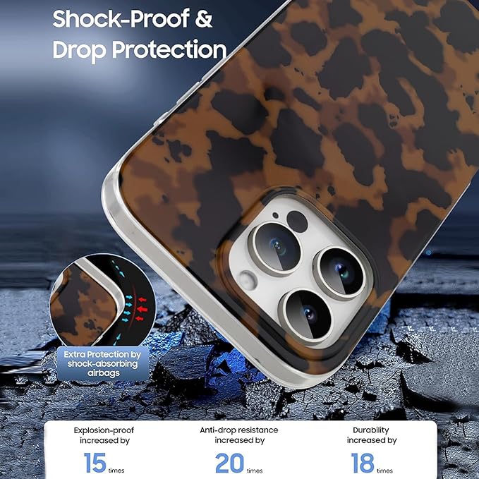 Magnetic for iPhone 16 Pro Max Case [Compatible with MagSafe] Lightweight Tortoiseshell TPU Slim Shockproof Translucent Matte Brown Clear Case for iPhone 16 Pro Max, Tortoise Print