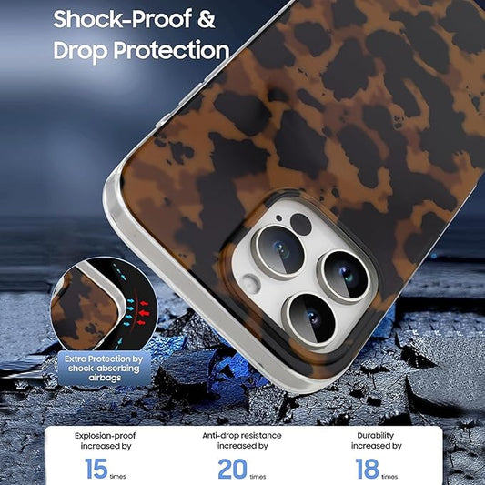 Magnetic for iPhone 16 Pro Max Case [Compatible with MagSafe] Lightweight Tortoiseshell TPU Slim Shockproof Translucent Matte Brown Clear Case for iPhone 16 Pro Max, Tortoise Print