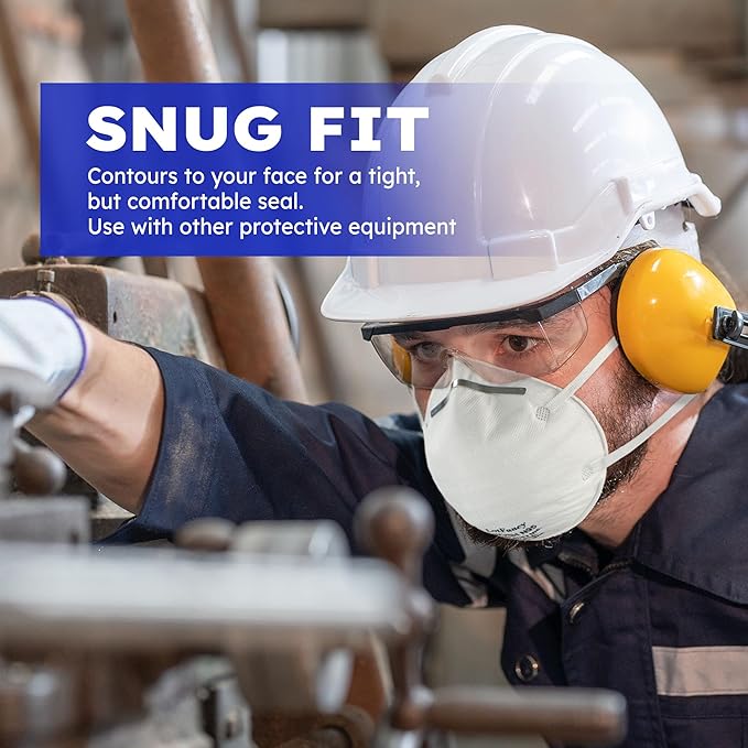 NIOSH N95 Mask, 20PCS Particulate Respirator, Disposable Face Mask, Against Dust, Air Pollution, Particle, Smoke, Safety Mask for Welding, Woodworking, Cleaning, Construction