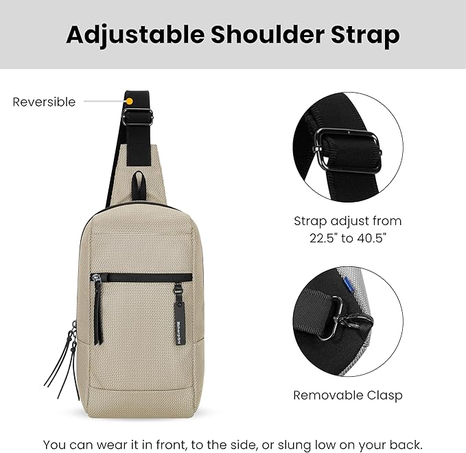 Sherpani Metro, Anti Theft Sling Bag, Sling Backpack, 5L Travel Bag, Shoulder Chest Purse, Crossbody Backpack for Women, Metal Hardware, Travel Gift (Straw)