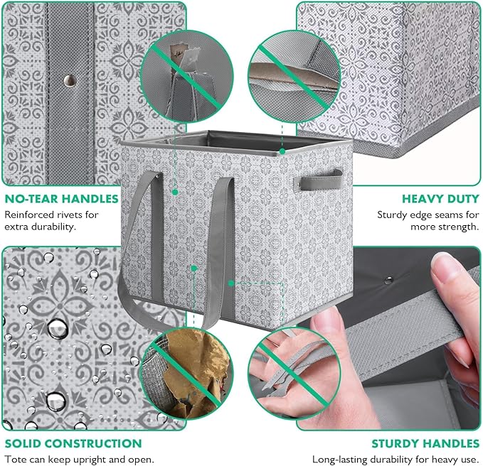 WISELIFE Reusable Grocery Bags [6 Pack],Large Grocery Tote Bag Water Resistant Shopping Bags Foldable Grocery Bag for Clothes,Shoes and Picnic