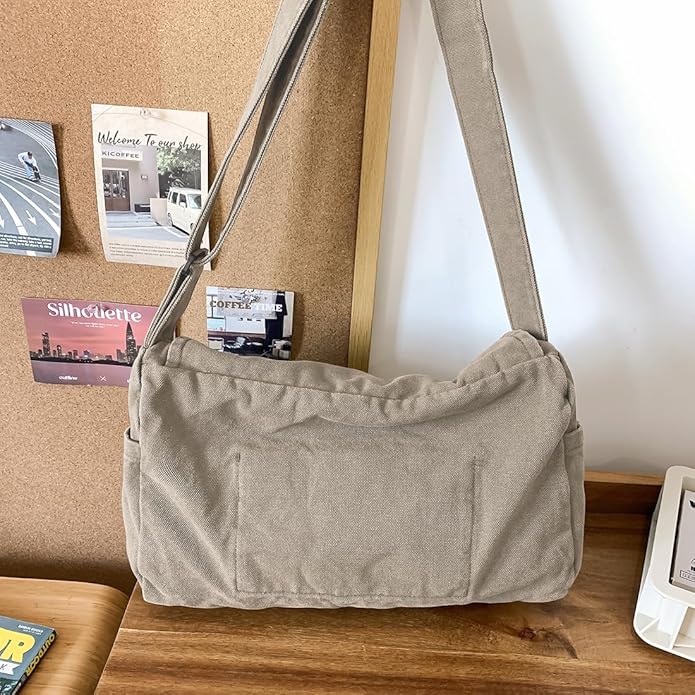 Collsants Messenger Bag for Women Men Satchel Bag Canvas Crossbody Shoulder Bag Casual Sling Bag