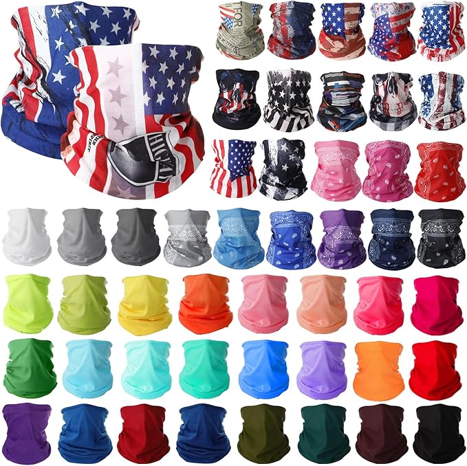JaGely 50 Pcs Summer Neck Gaiters for Men Multi Cooling Neck Gaiter for Men Sun Protection Face Mask Balaclava Motorcycle