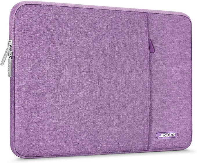 MOSISO Laptop Case 13.3 inch, 13-13.3 inch Laptop Sleeve Compatible with MacBook Air/Pro 13 / Pro 14, HP Dell ASUS Lenovo Notebook, Polyester Vertical Computer Sleeve Bag with Pocket, Light Violet
