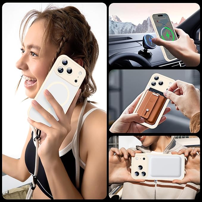 Case for iPhone 17 Pro 6.3'' Compatible with Magnetic Mag-Safe Charging [Camera Control Button] [Camera Protection] Matte Translucent Military Grade Shockproof Phone Case, White