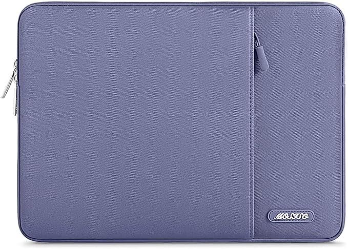 MOSISO Laptop Case 13.3 inch, 13-13.3 inch Laptop Sleeve Compatible with MacBook Air/Pro 13 / Pro 14, HP Dell ASUS Lenovo Notebook, Polyester Vertical Computer Sleeve Bag with Pocket, Lavender Gray