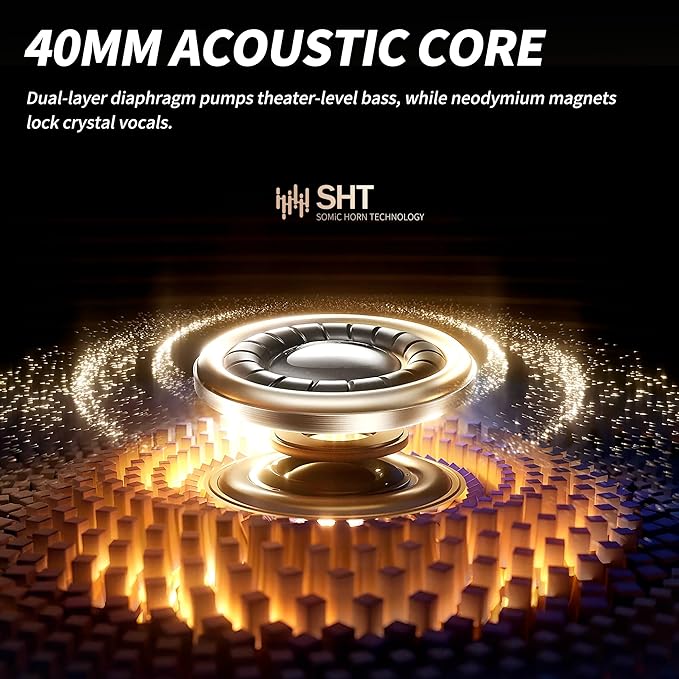 SOMIC Air One ANC Wireless Bluetooth Headphones, PersonalizedSpatial Audio, Hybrid Active Noise Cancelling, Premium Over-Ear Bluetooth Headset, Up to 40 Hours Battery Life - Black