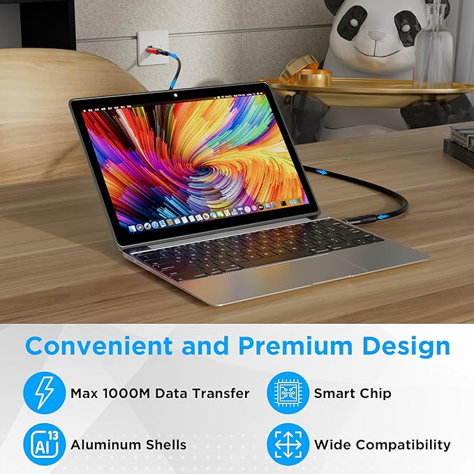 USB C to Ethernet Adapter, Type-C Female to RJ45 Male Adapter, 1Gbps Network Portable Converter, Compatible with MacBook Pro, iPad Pro, Dell XPS