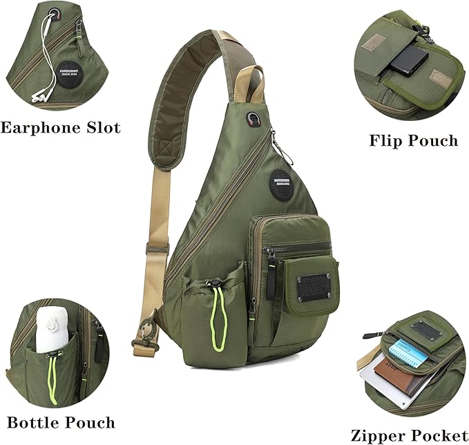 Large Sling Backpack, Sling Chest Bag Shoulder Crossbody Daypacks Fits 14.1-Inch Laptop for Travel Outdoor Men Women