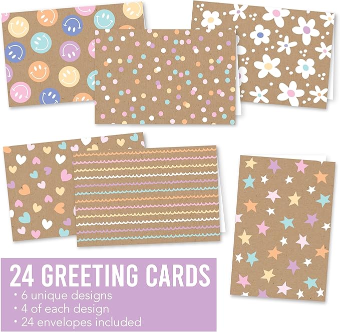 Hadley Designs Blank Cards and Envelopes 4x6-24 Blank Note Cards with Envelopes, Notecards Stationery Sets, Notecards Bulk, Stationary Sets, Note Paper Stationery, Rustic Pretty Stationary