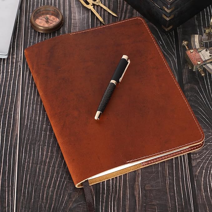 Tan B5 Journal Cover for Field Notes - 7.5x10 in XL Leather Notebook Cover Planner Cover, Refillable Leather Journal Cover, Composition Notebook Cover & Handmade Diary Cover for Travel