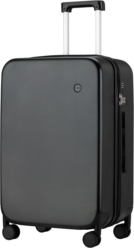 mixi Upgrade Luggage Suitcases with Spinner Wheels, Hardside Rolling Suitcase PC with TSA Lock Travel Case 24in Checked in, Fine Grid Black