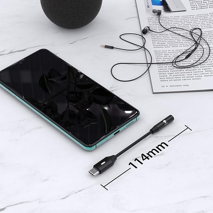 Stouchi USB C to 3.5mm Dongle Adapter, USB C to 3.5mm Headphone Jack Hi-Fi DAC Compatible with Pixel 7/6a/6, iPad Mini 6, Samsung Galaxy S22/S21/S20 Plus Ultra, Note 20/10, 2 Packs-Black