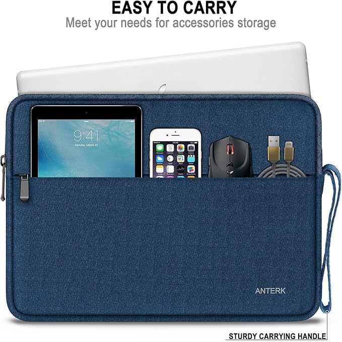 Laptop Sleeve Case 14 Inch, Water Resistant Traveling Computer Cover with Handle, Shockproof Protective Carrying Laptop Bag Compatible for 14 Inch MacBook Air/Pro, HP, Dell, Lenovo, Blue