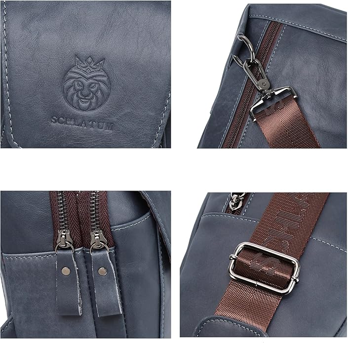 LUKZIJAES Genuine Leather Sling Bag for Men