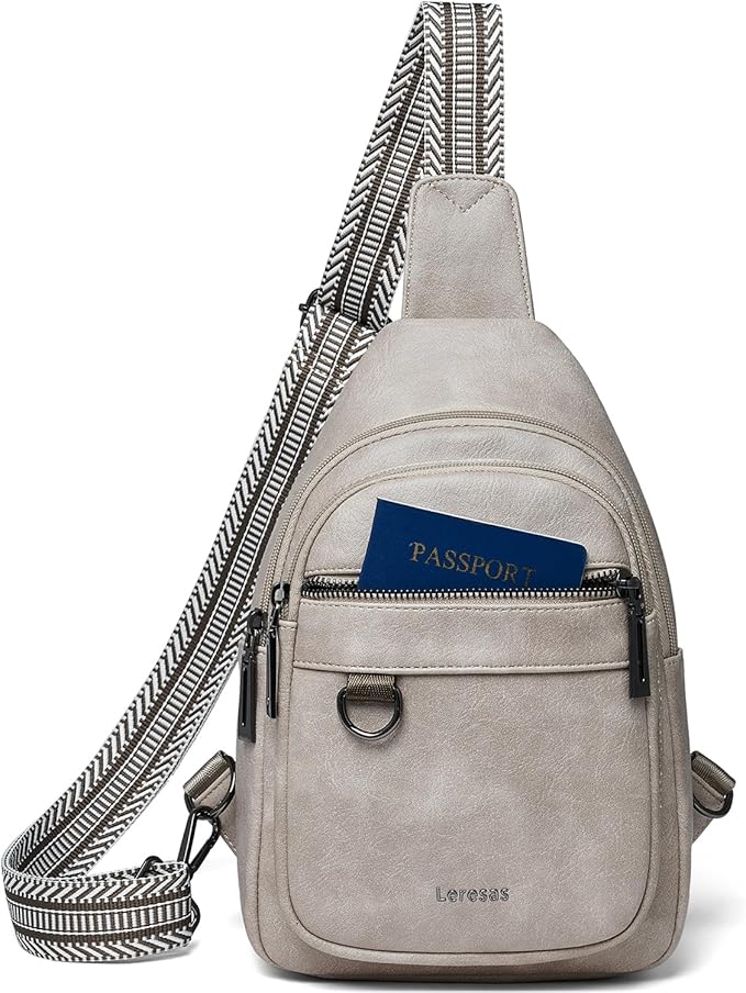 7L Sling Bag for Women Men Vegan Leather Crossbody Bags Fanny Pack Purse Backpack Over Shoulder Bag Travel Anti Theft