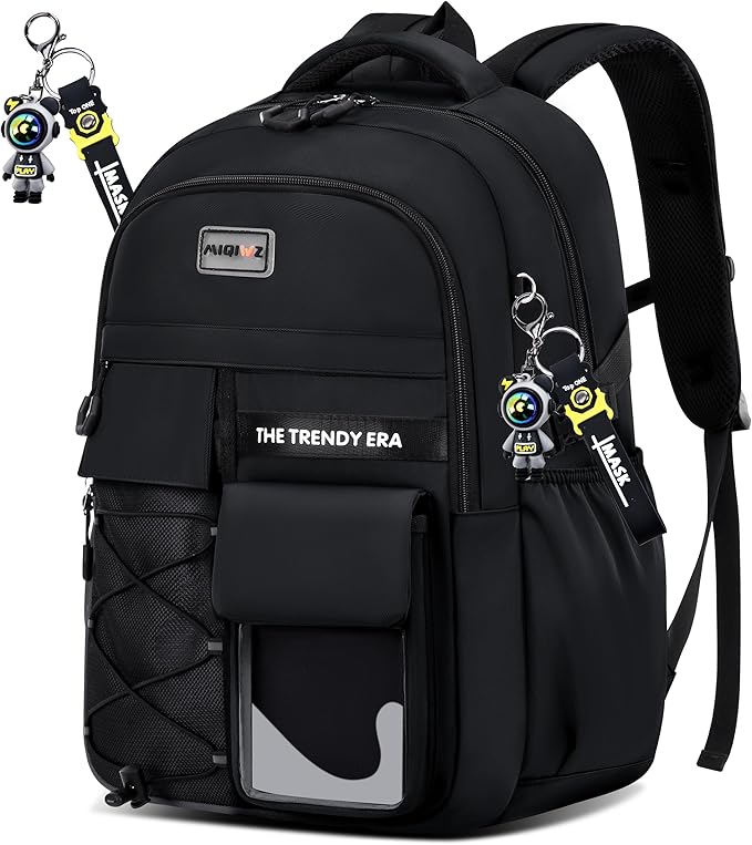 teenage student backpack,encrypted material， multiple compartments and large capacity backpack with anti-theft pockets，Water repellent backpacks suitable for middle and high school Men & Women, Black