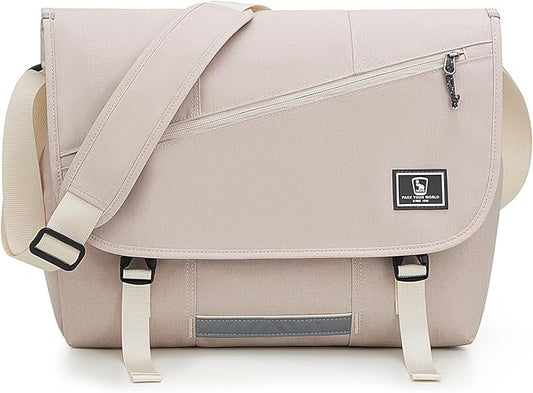 OIWAS Messenger Bag for Men, 15.6 Inch Laptop Crossbody Bags Women Casual Satchel Shoulder Bag College Travel Office Briefcase (15.6 Inch, White)