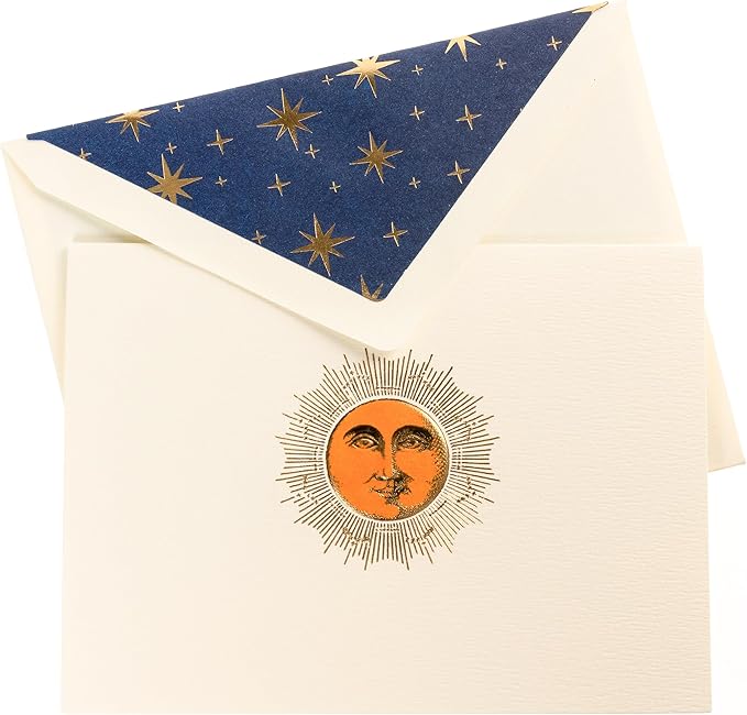 Graphique Sun Designer Cards Luxe Collection, Gold Foil Embossed Stationary Boxed Set, 10 Blank Cards with 11 Envelopes, All Occasion Greetings, 5.25" x 3.8"
