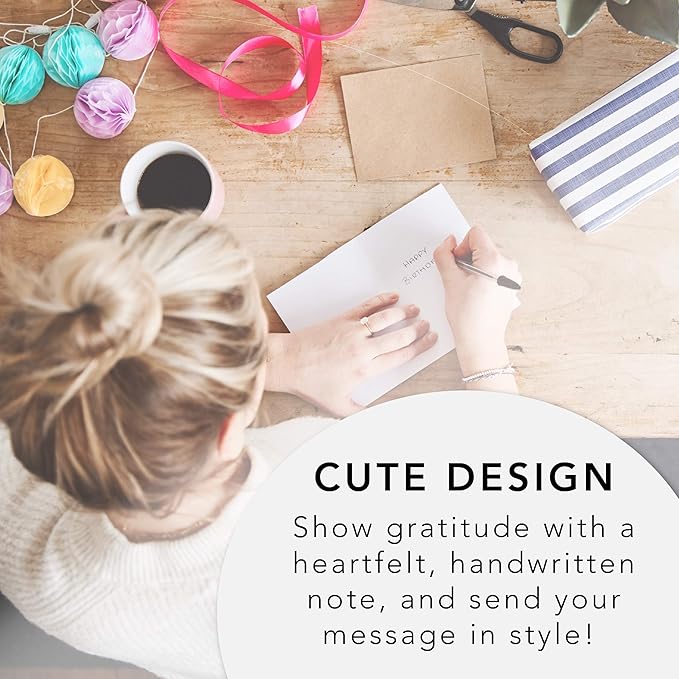 Graphique Mint and Gold Flat Notes – Note Card Stationery with Stylish, Soft Teal Border and Printed Gold Arrow, 50 Note Cards and Matching Envelopes for Thank You Notes, Invitations, Gifts and More, 5.625" x 3.5"