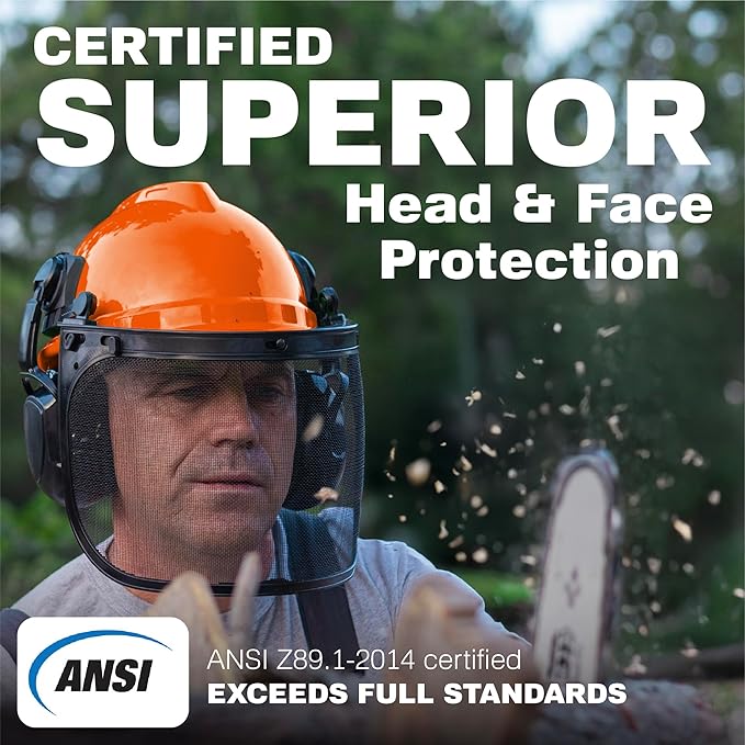Raxwell Chainsaw Safety Helmet – ANSI Certified 6-in-1 Forestry Hard Hat with Ear Muffs, 2 Visors, Goggles & Earplugs – 30dB Noise Reduction – Adjustable PPE for Arborists, Logging & Tree Work