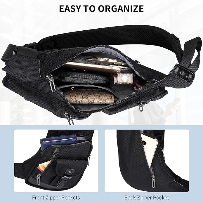 WITZMAN Sling Bag for Men Crossbody Bags Travel Slim Chest Bag One Strap Lightweight Casual Daypack