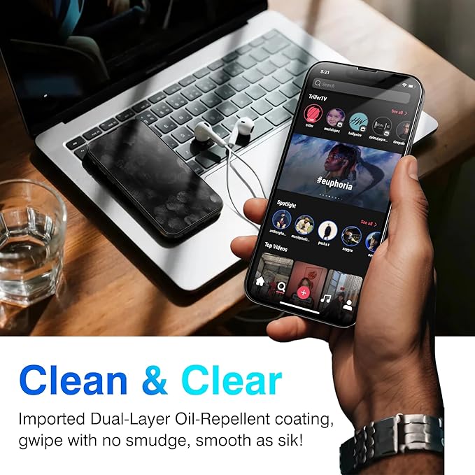 EZ-GLAZ- 4 Pack for iPhone 14 Screen Protector [6.1"] With 2 Pack Camera Lens Protector, 9H+ Hardness 12FT Military Grade Shatterproof Scratch Resistant Durable Tempered Glass Film with Flawless Fit Kit, HD Clear