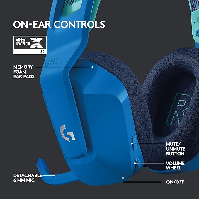 Logitech G733 Lightspeed Wireless Gaming Headset +Yeti GX Dynamic RGB Gaming Microphone with LIGHTSYNC, USB - Blue