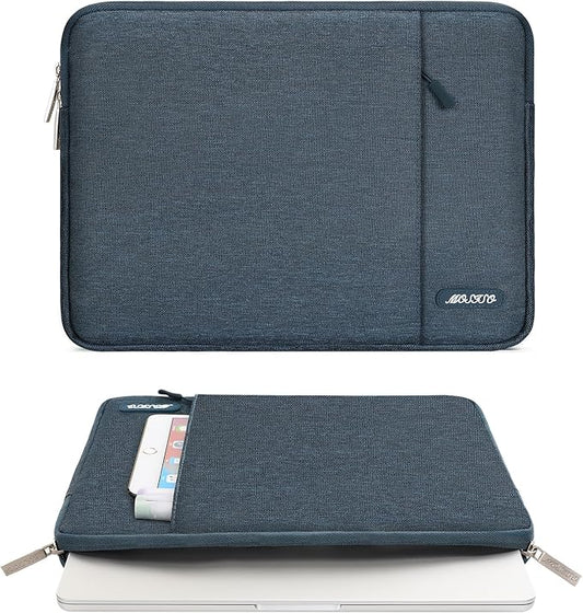 MOSISO Laptop Case 13.3 inch, 13-13.3 inch Laptop Sleeve Compatible with MacBook Air/Pro 13 / Pro 14, HP Dell ASUS Lenovo Notebook, Polyester Vertical Computer Sleeve Bag with Pocket, Haze Blue