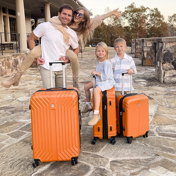 AnyZip Expandable Carry On Luggage, 20 Inch Hard Shell Travel Suitcase,Rolling Lightweight Suitcases with Wheels TSA Lock (Orange)