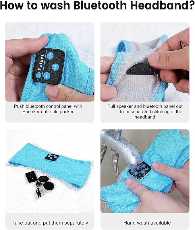 Sleep Headphones Bluetooth Headband, Perytong Upgrage Soft Sleeping Wireless Music Sport Headbands, Long Time Play Sleeping Headsets with Built in Speakers