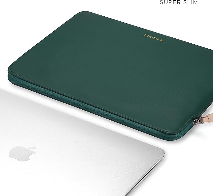 Comfyable Leather Laptop Sleeve Compatible with 16 Inch MacBook Pro M4 2024 & 15 Inch MacBook Air M4 M3 M2 2025, Green