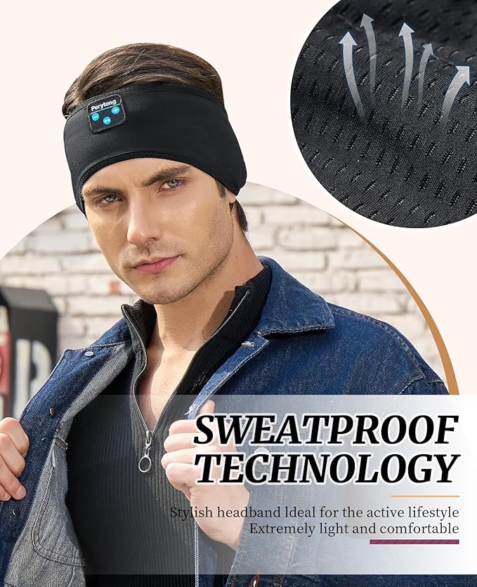 Sleep Headphones for Sleeping, Bluetooth Wireless Sports Headband, Cozy Lightweight Headband Headphones Hi-Fi Stereo Ergonomic ASMR Sleep Headphone Cool Gadget Gift for Women Men