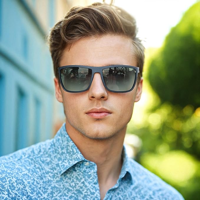 ZENOTTIC Polarized Sunglasses for Men Lightweight TR90 Frame UV400 Protection Square Sun Glasses