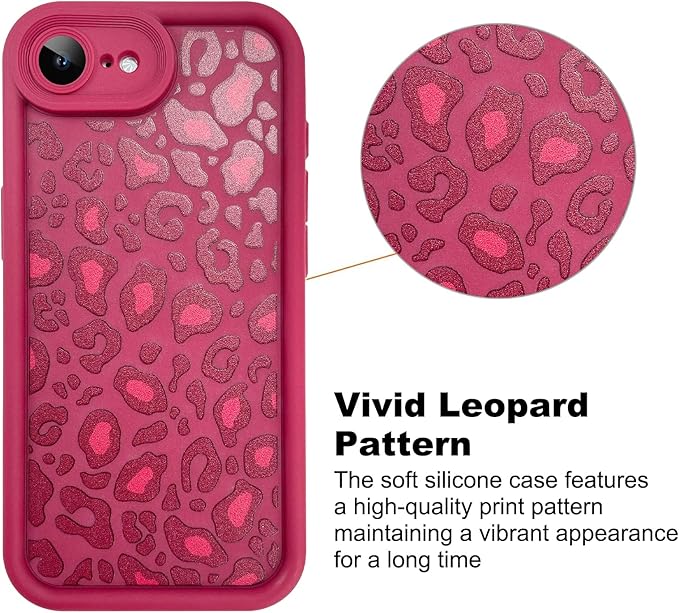 KANGHAR Case for iPhone 16e Leopard Printed Pattern Cute Cheetah Phone Case Soft TPU Shockproof Protective Cover for iPhone 16e 6.1 Inch Red