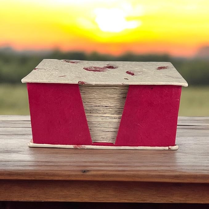 Kathmandu Valley Co. Nepali Cherish Greeting Card & Envelope Deluxe Box Set with Handmade Lokta Paper from Nepal, 25 Cards (Bougainvillea)