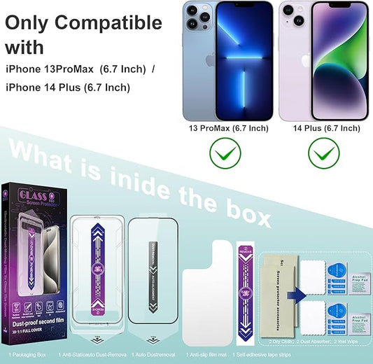 2 Pack Screen Protector Tempered Glass for iPhone 12 Pro Max 6.7-Inch Auto Dust Removal, No Bubbles, High Definition Clear, Easy Installation