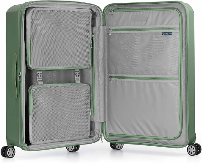 Traveler's Choice Pagosa Indestructible Hardshell Expandable Spinner Luggage, Green, 30-Inch Large