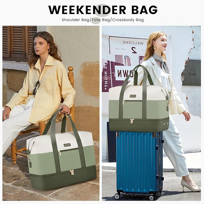 LOVEVOOK Weekender Bag, Large Travel Duffel Bag for Women with 2 Packing Cubes, Carry on Overnight Bag with Shoe Compartment, Mom Hospital Bags for Labor and Delivery