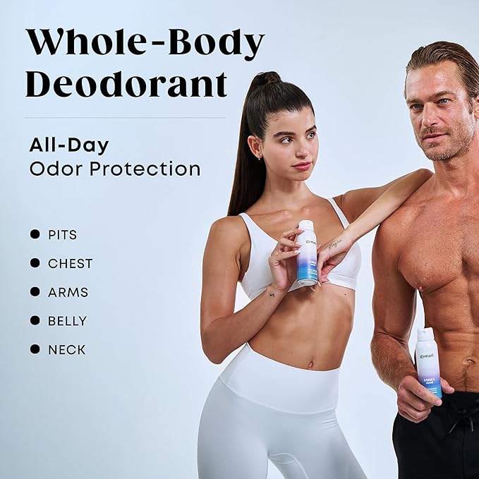 Fitness Deodorant Spray for Men & Women - Aluminum-Free - All Day Ultimate Odor Protection - Built For Sweat - Air-Powered - Vegan & Plant-Based - Made in USA - Unisex - 3.4oz Travel Size