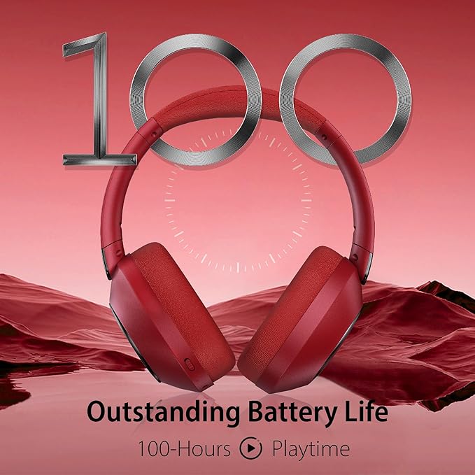 Headphones Wireless Bluetooth, 100H Playtime Active Noise Cancelling Headphones, Bluetooth Headphone with Mic, Over Ear Wireless Headphone with Deep Bass