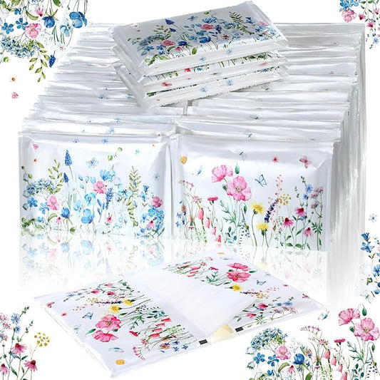 50 Pack Summer Floral Pocket Tissues Individual Packs Wildflower Wallet Facial Tissue Travel Bulk 3 Ply Flower Pocket Packets for Summer Wedding Party Supplies
