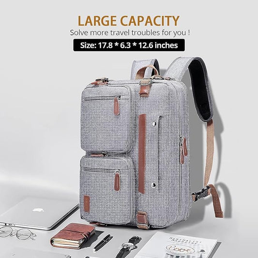MOLNIA 3 in 1 Laptop Bag for Men, 17.3 inch Computer Bags for Men, Laptop Backpack, for Travel Business Work, Briefcases Messenger Bag for Men Women, Grey