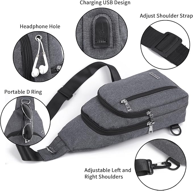 Seoky Rop Small Sling Bag Crossbody for Men Women One Strap Shoulder Cross Body Bag Sling Backpack for Travel