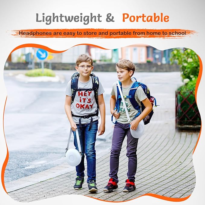 Kids Wired Headphones with Microphone, Volume Limited to 85/94dB Earphone for Boys & Girls, Foldable 3.5mm Jack Headset for School & Travel, Includes Portable Case