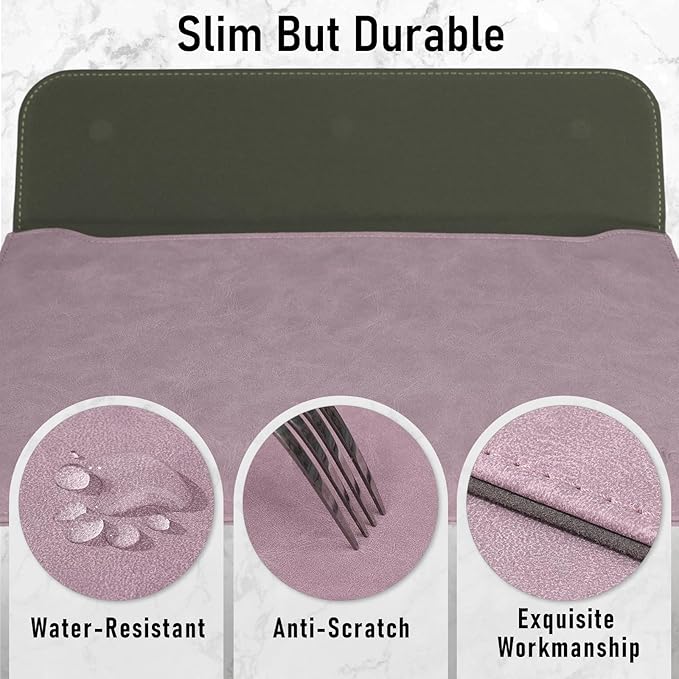 Allinside 13 Inch Laptop Sleeve Case for MacBook Air 13 2018-2025/MacBook Pro 13 2016-2022/Macbook Pro 14 2021-2024, Waterproof PU Leather Horizontal Envelope Protective Case Cover, Purple