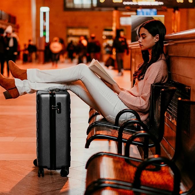 NINETYGO Carry On Luggage 22x14x9 Airline Approved, 20 Inch Luggage with Smooth Spinner Wheels, Lightweight, Hard Shell PC Suitcase Carry-On, Travel Luggage, TSA Approved (Grey, Rhine Basic)