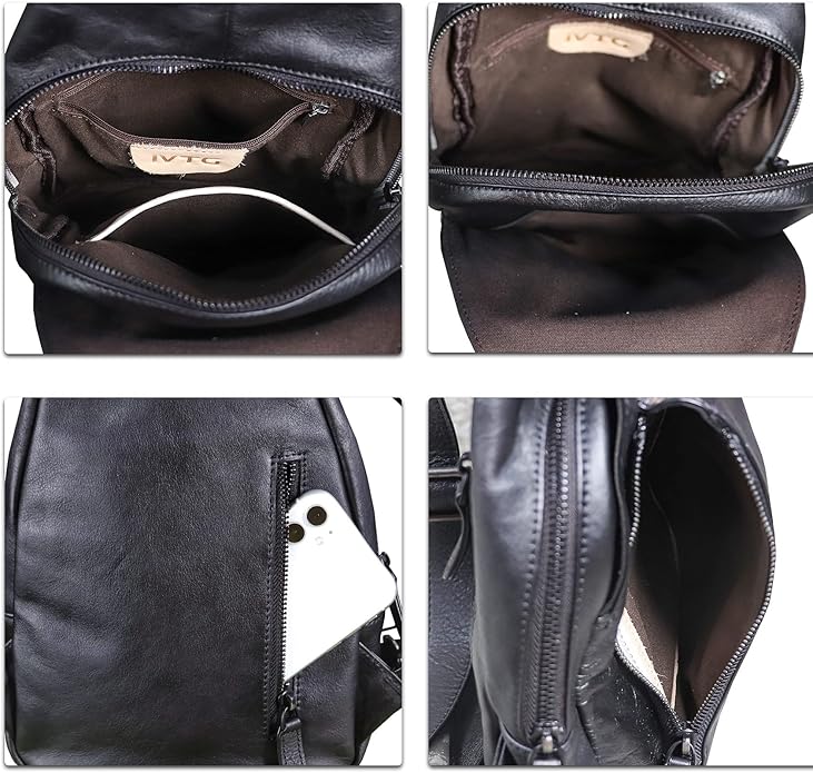 Genuine Leather Sling Bag for Men and Women Vintage Real Leather Sling Backpack Shoulder Crossbody Bag Chest Bag